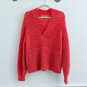 Anthropologie V Neck Chunky Sweater Small